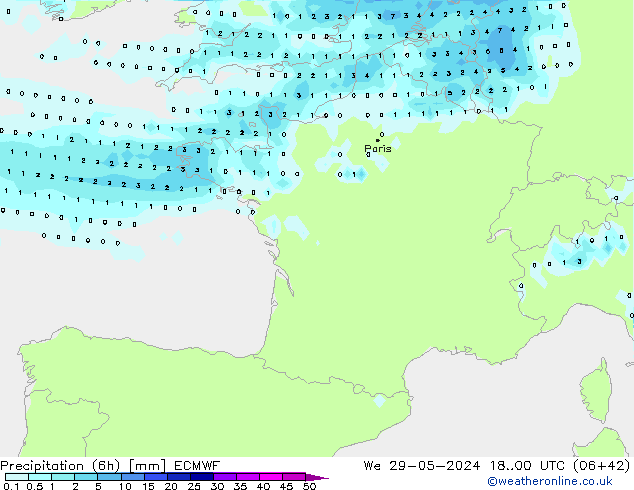 Z500/Rain (+SLP)/Z850 ECMWF Mi 29.05.2024 00 UTC