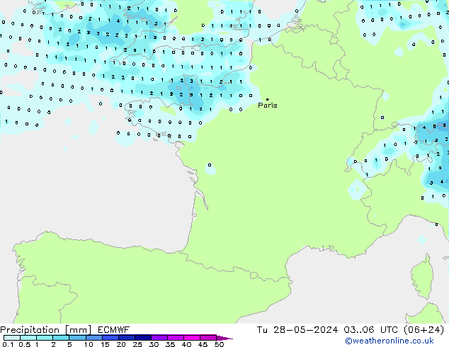 Niederschlag ECMWF Di 28.05.2024 06 UTC
