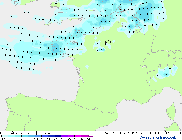 Précipitation ECMWF mer 29.05.2024 00 UTC