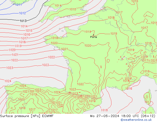 Bodendruck ECMWF Mo 27.05.2024 18 UTC