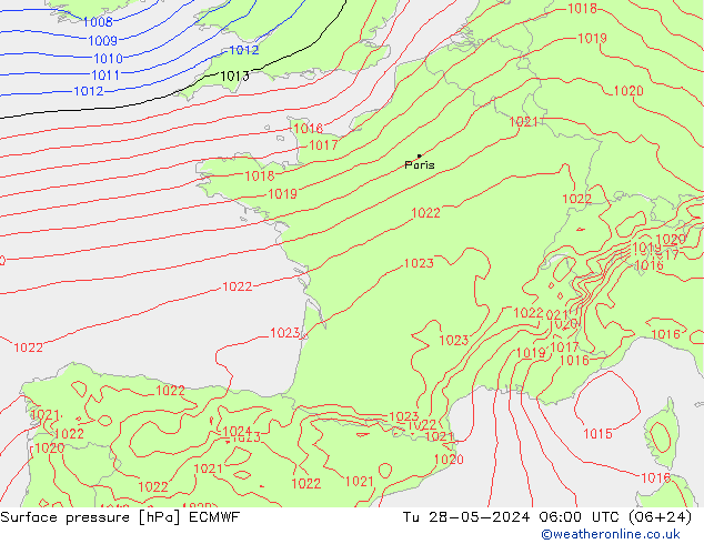 Bodendruck ECMWF Di 28.05.2024 06 UTC