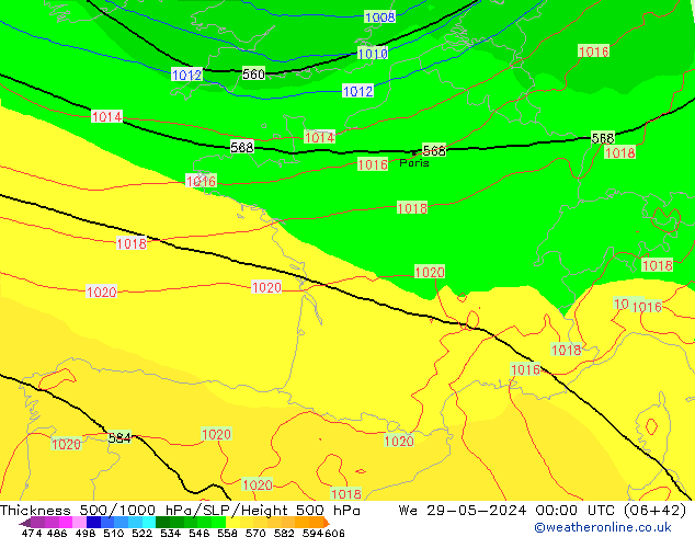 Thck 500-1000hPa ECMWF We 29.05.2024 00 UTC