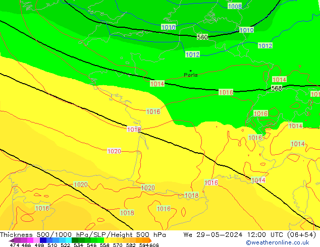 Thck 500-1000hPa ECMWF We 29.05.2024 12 UTC