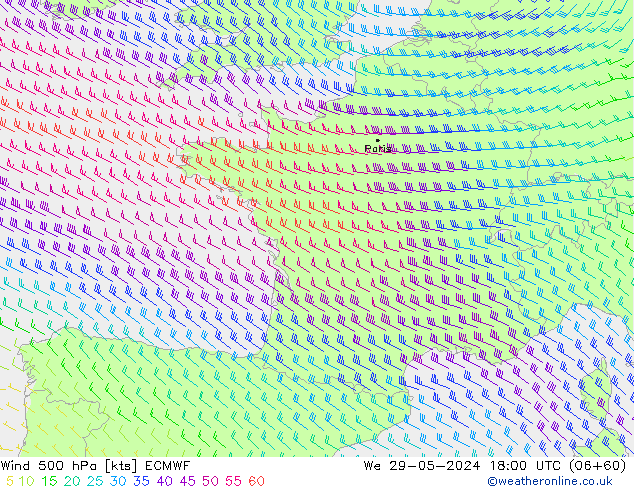 Wind 500 hPa ECMWF St 29.05.2024 18 UTC
