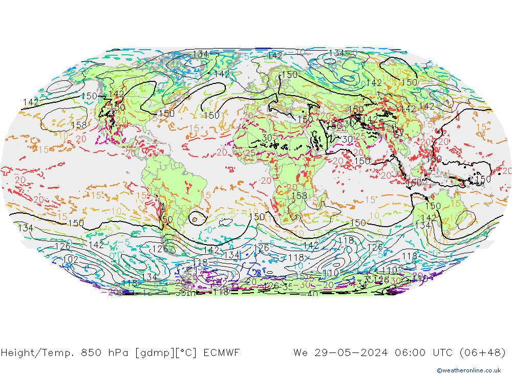 Z500/Regen(+SLP)/Z850 ECMWF wo 29.05.2024 06 UTC