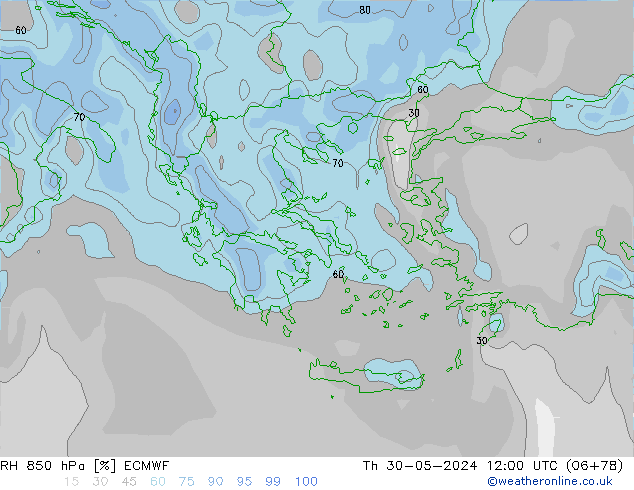 850 hPa Nispi Nem ECMWF Per 30.05.2024 12 UTC