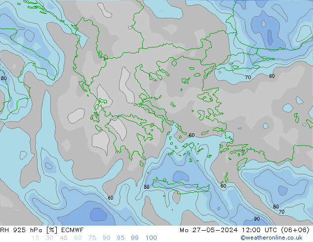 Humedad rel. 925hPa ECMWF lun 27.05.2024 12 UTC