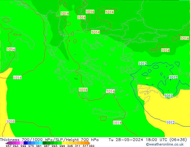 Thck 700-1000 hPa ECMWF Út 28.05.2024 18 UTC