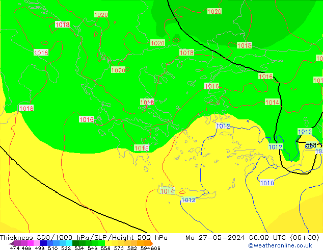 Schichtdicke 500-1000 hPa ECMWF Mo 27.05.2024 06 UTC