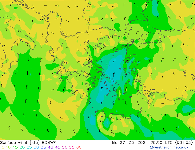 Surface wind ECMWF Mo 27.05.2024 09 UTC