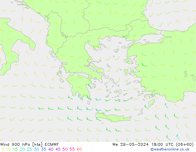 Vento 900 hPa ECMWF mer 29.05.2024 18 UTC