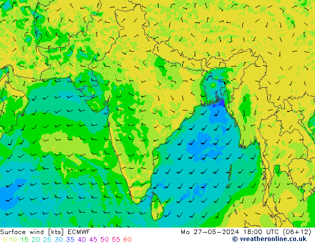 Vento 10 m ECMWF lun 27.05.2024 18 UTC