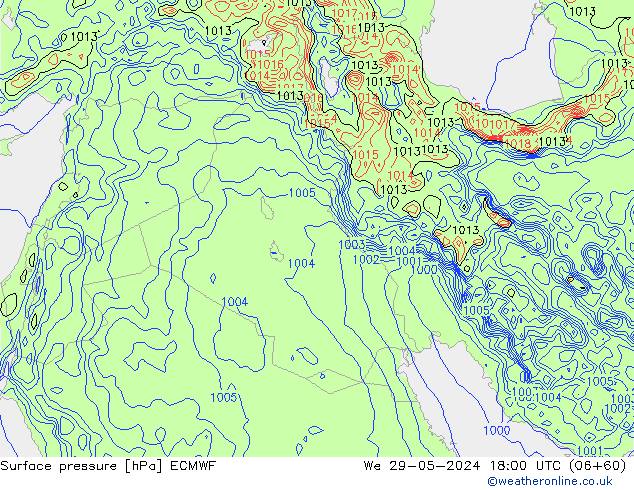 Presión superficial ECMWF mié 29.05.2024 18 UTC