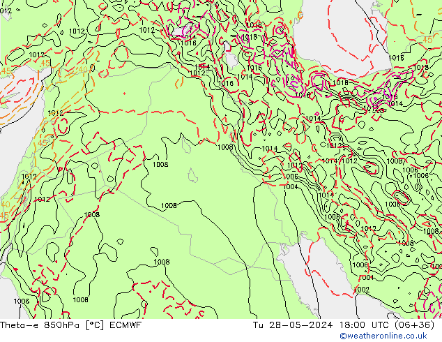 Theta-e 850hPa ECMWF Ter 28.05.2024 18 UTC