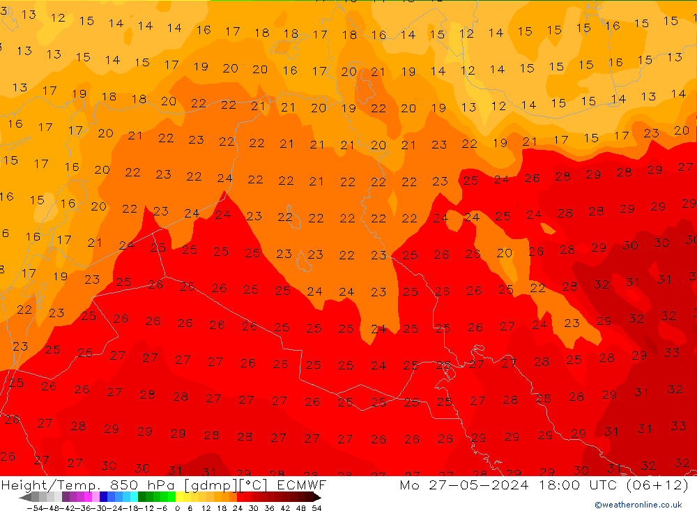 Z500/Rain (+SLP)/Z850 ECMWF pon. 27.05.2024 18 UTC