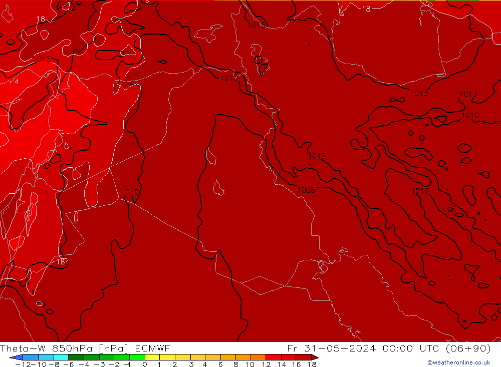 Theta-W 850hPa ECMWF Fr 31.05.2024 00 UTC