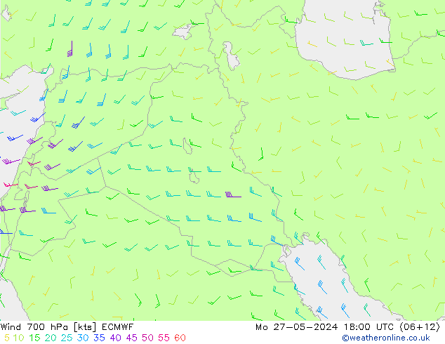 Wind 700 hPa ECMWF Po 27.05.2024 18 UTC