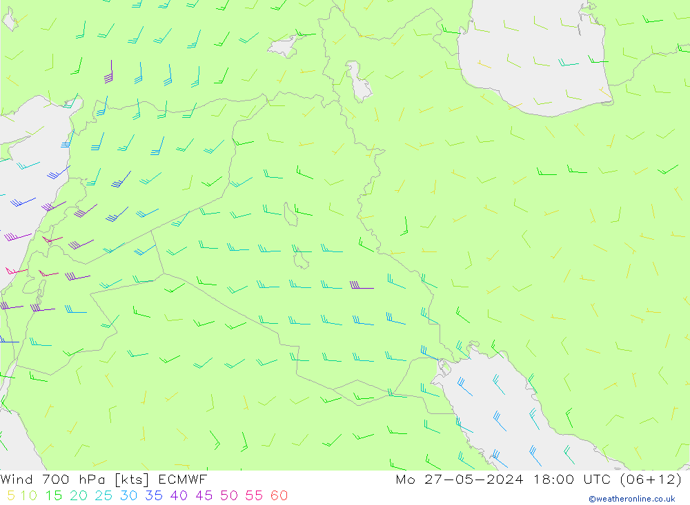 Rüzgar 700 hPa ECMWF Pzt 27.05.2024 18 UTC