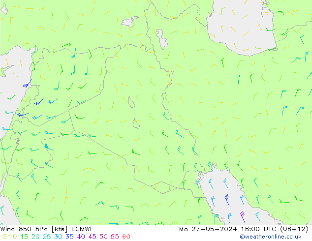 Rüzgar 850 hPa ECMWF Pzt 27.05.2024 18 UTC