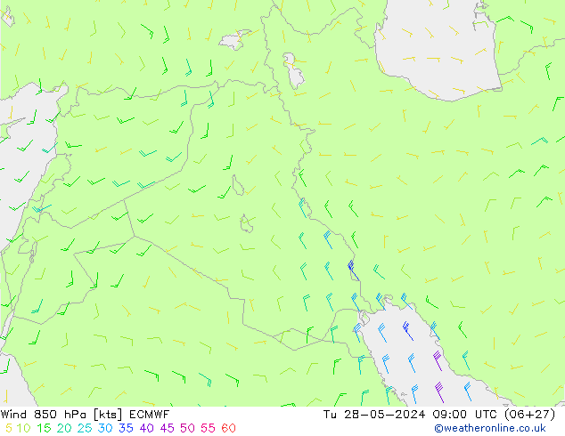 Vent 850 hPa ECMWF mar 28.05.2024 09 UTC