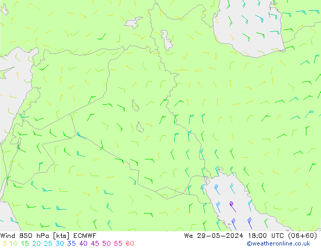 Rüzgar 850 hPa ECMWF Çar 29.05.2024 18 UTC