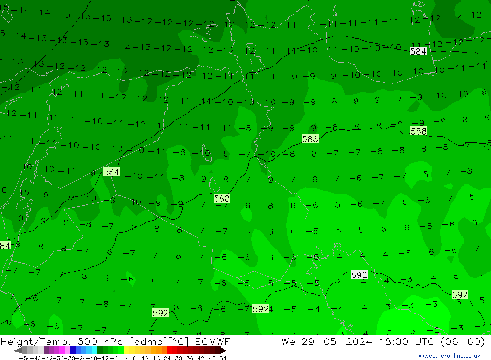 Z500/Rain (+SLP)/Z850 ECMWF We 29.05.2024 18 UTC