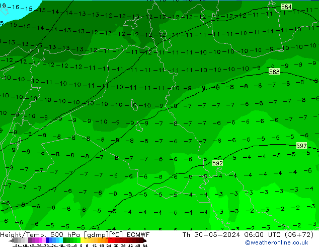 Z500/Rain (+SLP)/Z850 ECMWF Do 30.05.2024 06 UTC