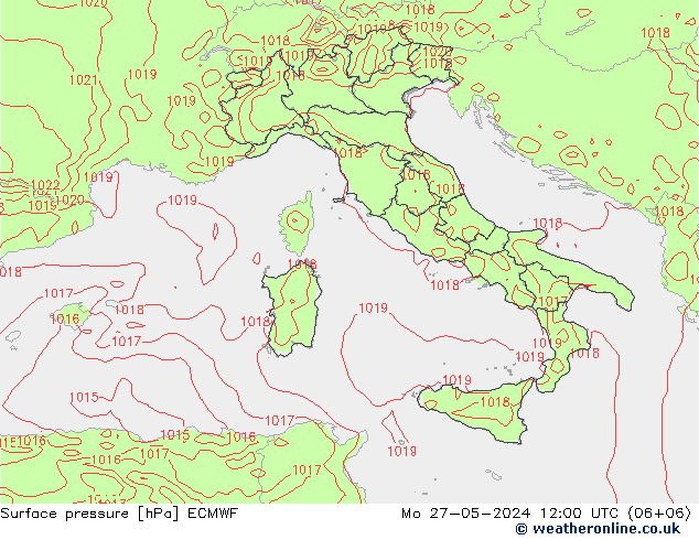 Surface pressure ECMWF Mo 27.05.2024 12 UTC