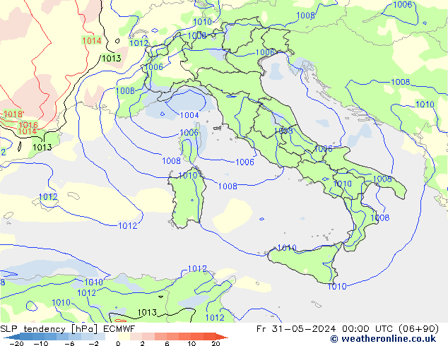 SLP tendency ECMWF Fr 31.05.2024 00 UTC