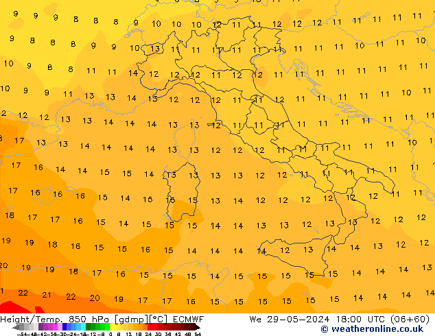 Z500/Yağmur (+YB)/Z850 ECMWF Çar 29.05.2024 18 UTC