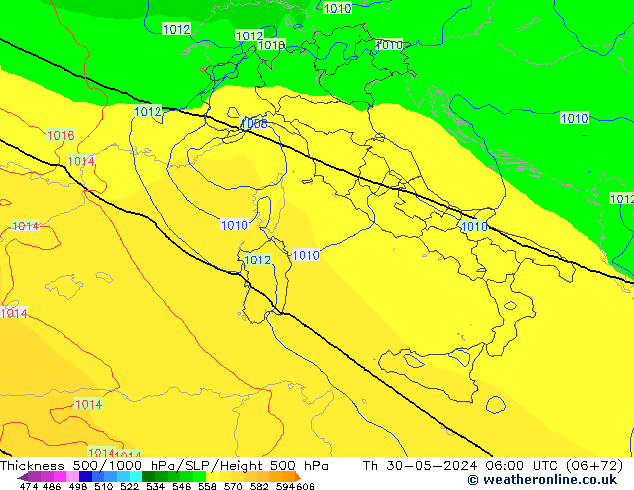 Thck 500-1000hPa ECMWF Th 30.05.2024 06 UTC