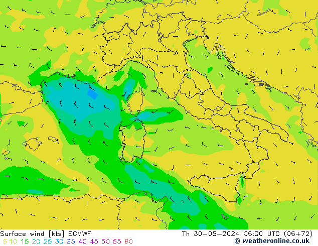 Surface wind ECMWF Th 30.05.2024 06 UTC