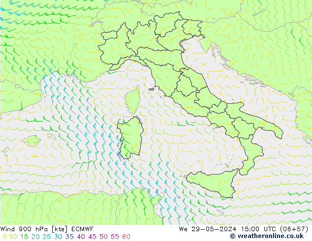 Rüzgar 900 hPa ECMWF Çar 29.05.2024 15 UTC