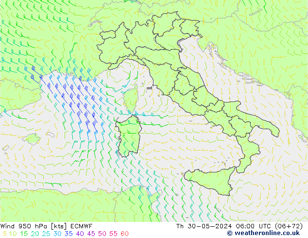 Wind 950 hPa ECMWF Th 30.05.2024 06 UTC