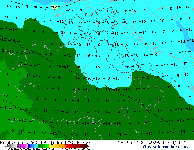 Z500/Rain (+SLP)/Z850 ECMWF Tu 28.05.2024 00 UTC