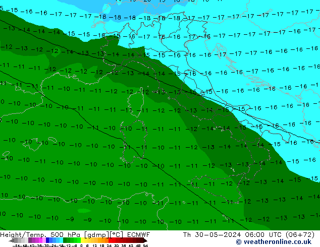 Z500/Rain (+SLP)/Z850 ECMWF Th 30.05.2024 06 UTC