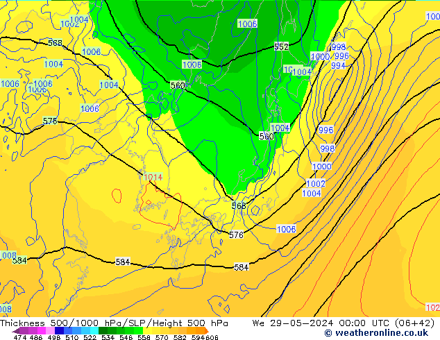 Thck 500-1000hPa ECMWF  29.05.2024 00 UTC