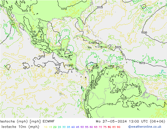 Eşrüzgar Hızları mph ECMWF Pzt 27.05.2024 12 UTC