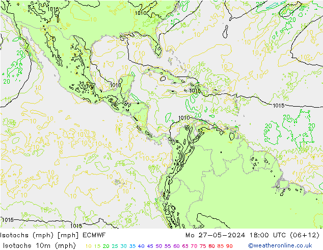 Isotachen (mph) ECMWF ma 27.05.2024 18 UTC