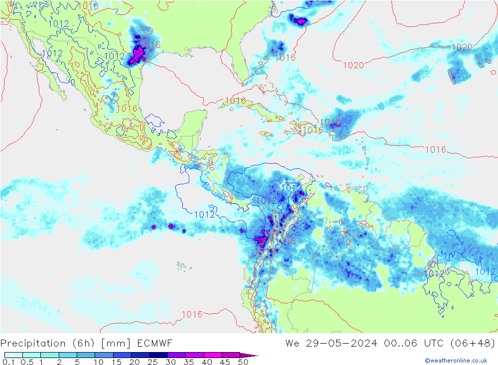 Z500/Yağmur (+YB)/Z850 ECMWF Çar 29.05.2024 06 UTC