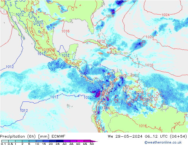 Z500/Rain (+SLP)/Z850 ECMWF  29.05.2024 12 UTC