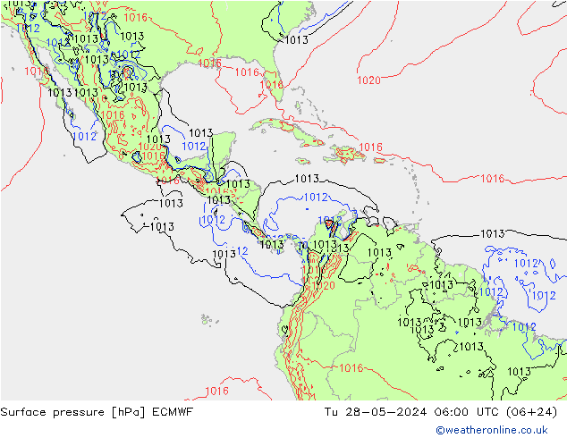 Atmosférický tlak ECMWF Út 28.05.2024 06 UTC