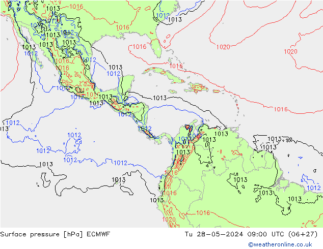 Surface pressure ECMWF Tu 28.05.2024 09 UTC