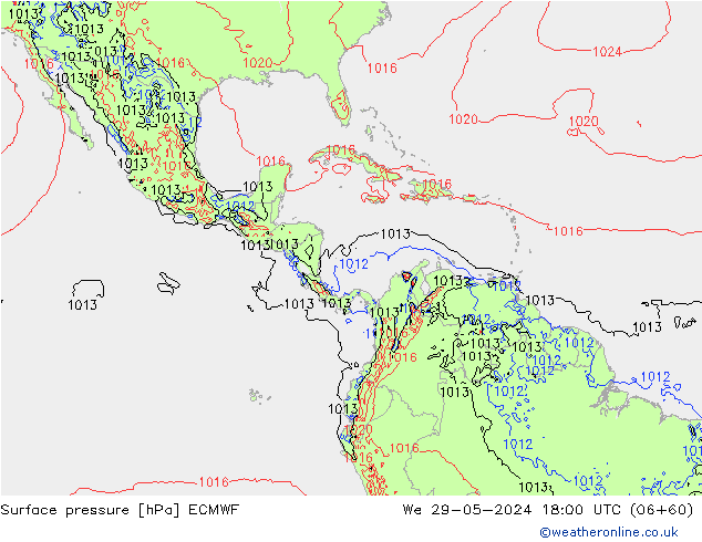 Surface pressure ECMWF We 29.05.2024 18 UTC