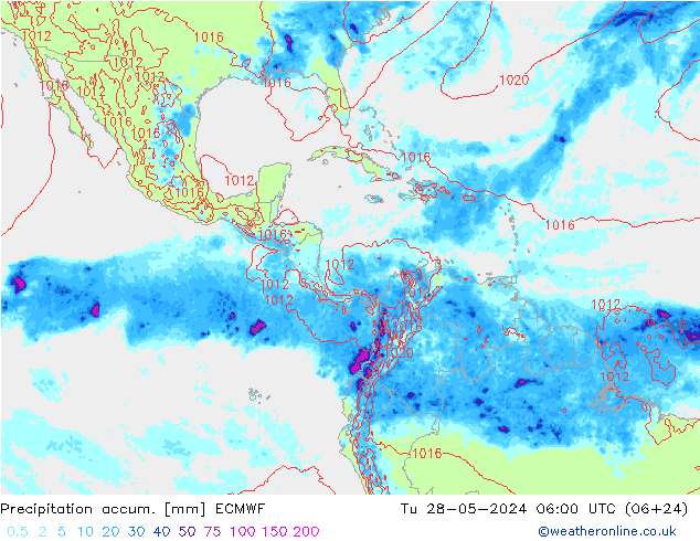 Precipitation accum. ECMWF wto. 28.05.2024 06 UTC