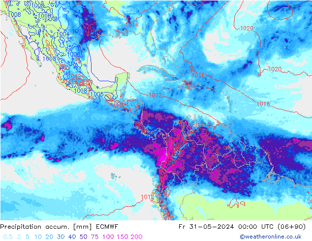 Precipitación acum. ECMWF vie 31.05.2024 00 UTC