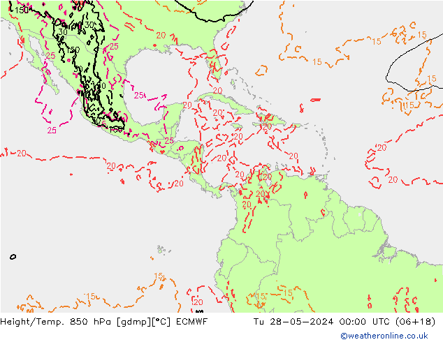 Height/Temp. 850 hPa ECMWF Tu 28.05.2024 00 UTC