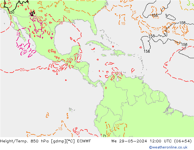 Z500/Rain (+SLP)/Z850 ECMWF  29.05.2024 12 UTC