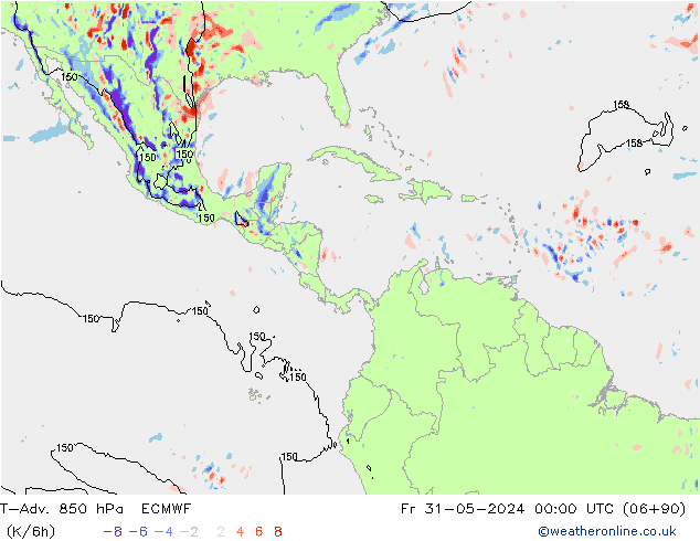 T-Adv. 850 hPa ECMWF vr 31.05.2024 00 UTC