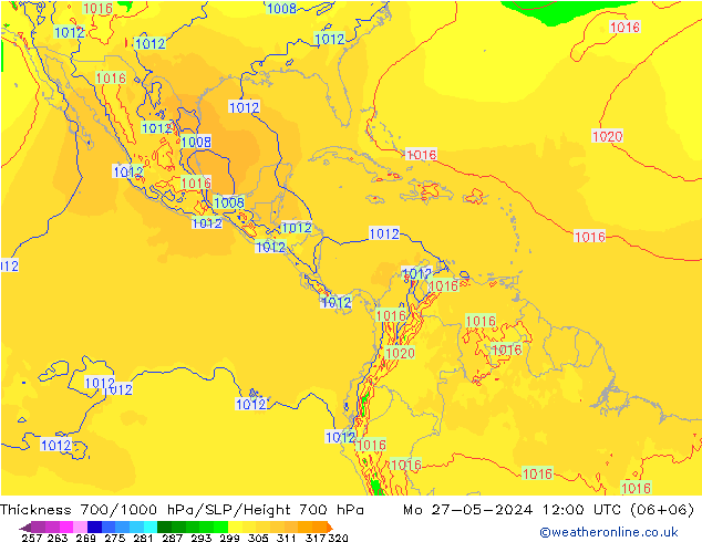 700-1000 hPa Kalınlığı ECMWF Pzt 27.05.2024 12 UTC